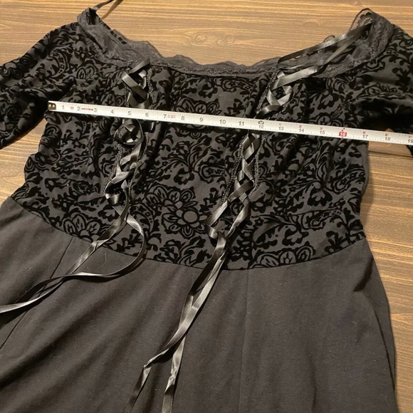 Tripp NYC Dress Mini Corset Size 2X Velvet Black Goth Flowers Daang Goodman - Picture 5 of 7